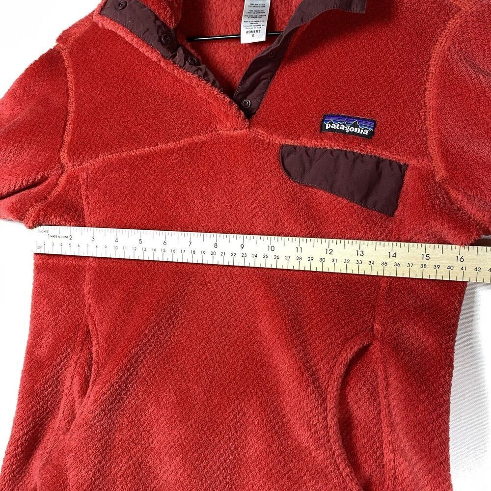 Patagonia Womens Small Red Burgundy Fleece Re‎ Tool Snap T Pullover Sweater - Picture 4 of 7